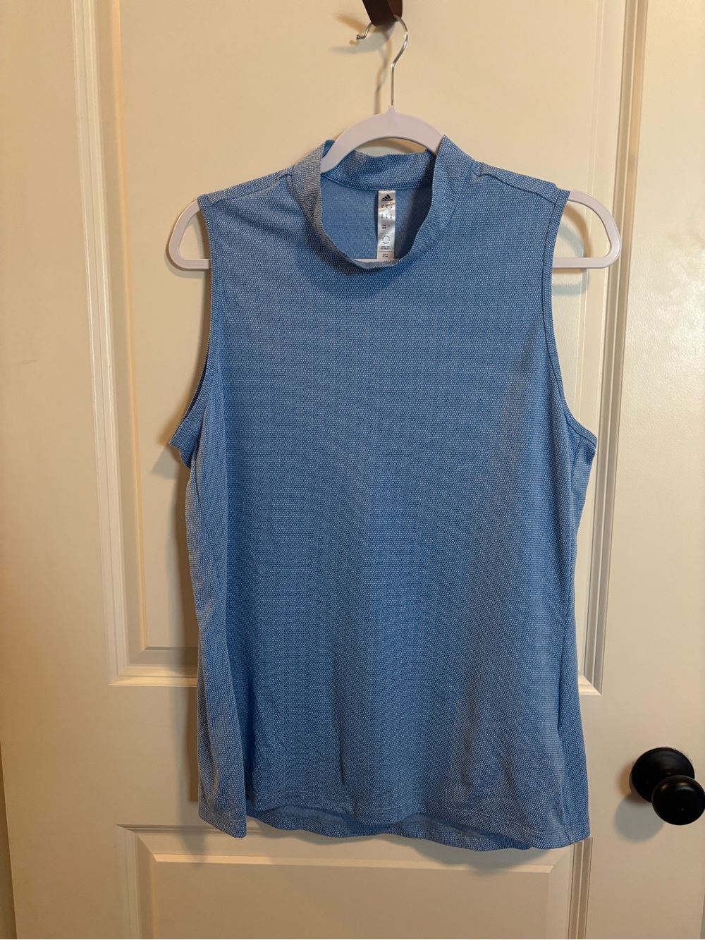 adidas Light Blue Sleeveless Mock Neck Tank